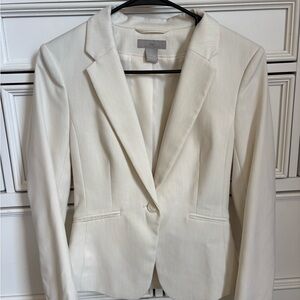 H&M Cream Single-Button Tailored Blazer